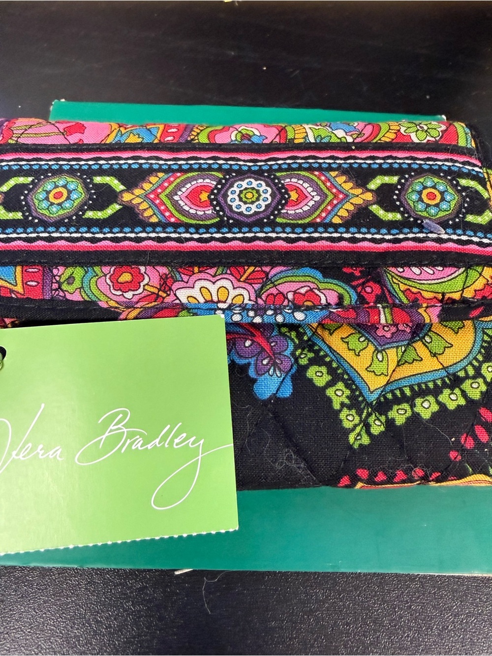 NWT Vera Bradley Symphony in Hue Euro Black Multi Floral Quilted Wallet - Picture 3 of 11